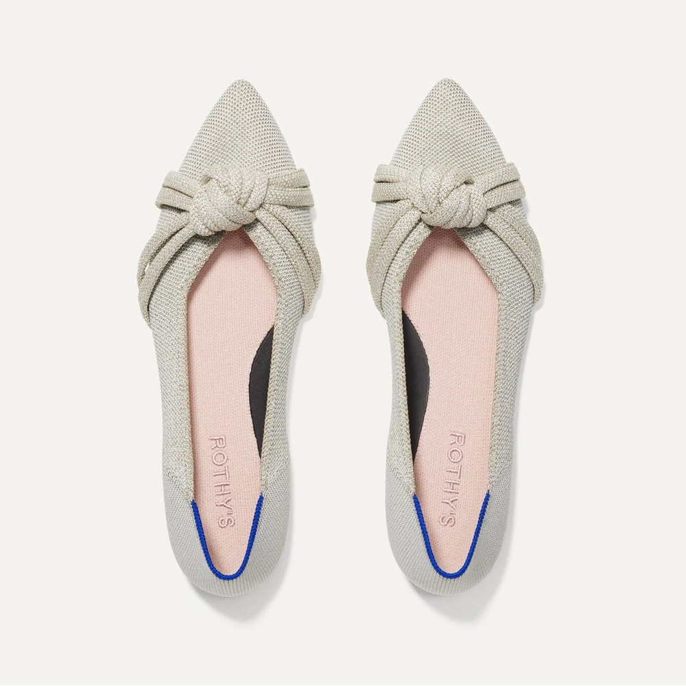 Rothy's Silver Flats with Knot Detail